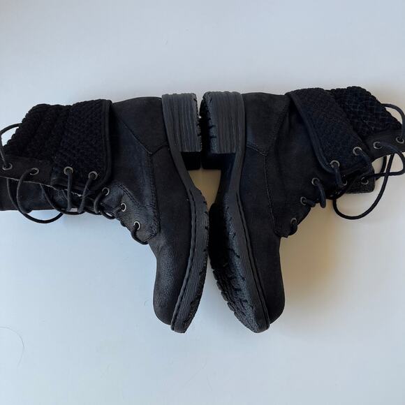 BOC Karel Combat Womens Boots Size 6M Black Stacked Heel  Herringbone Z23400 - Picture 4 of 13